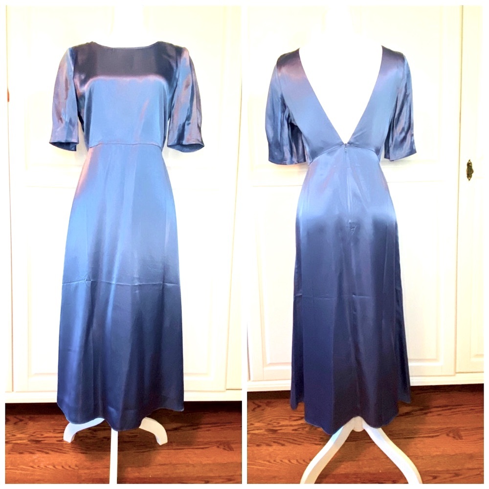 Luxe Satin Backless Midi Dress